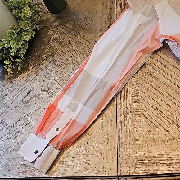 Alfani gray orange plaid button down shirt XL 100% cotton - Picture 8 of 12